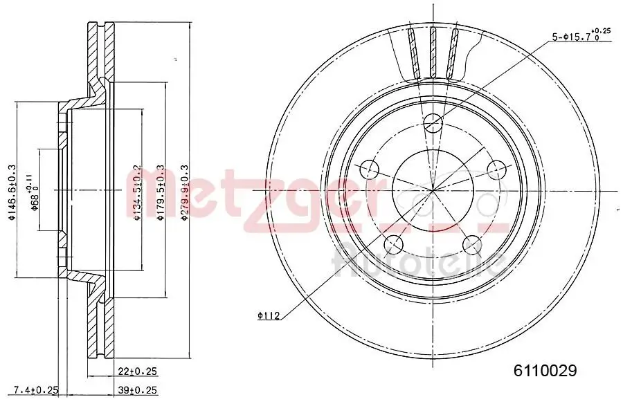 Bremsscheibe METZGER 6110029