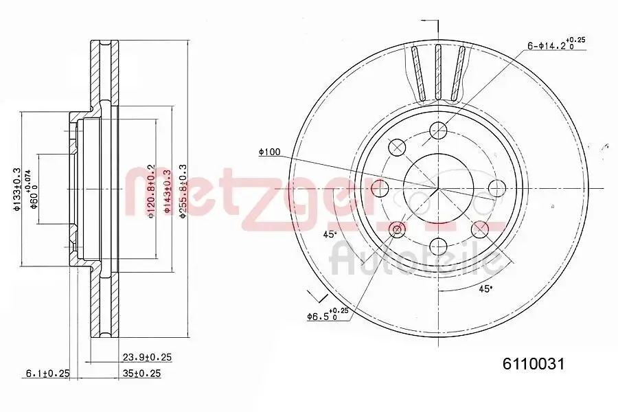 Bremsscheibe METZGER 6110031