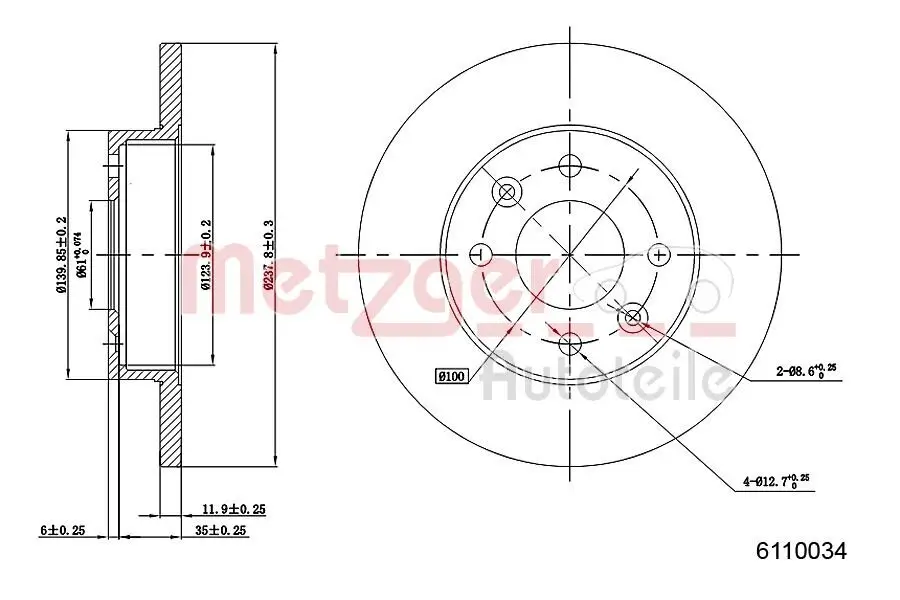 Bremsscheibe METZGER 6110034