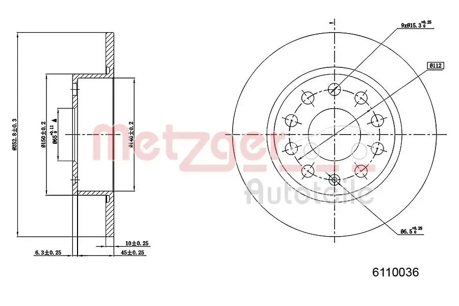 Bremsscheibe METZGER 6110036