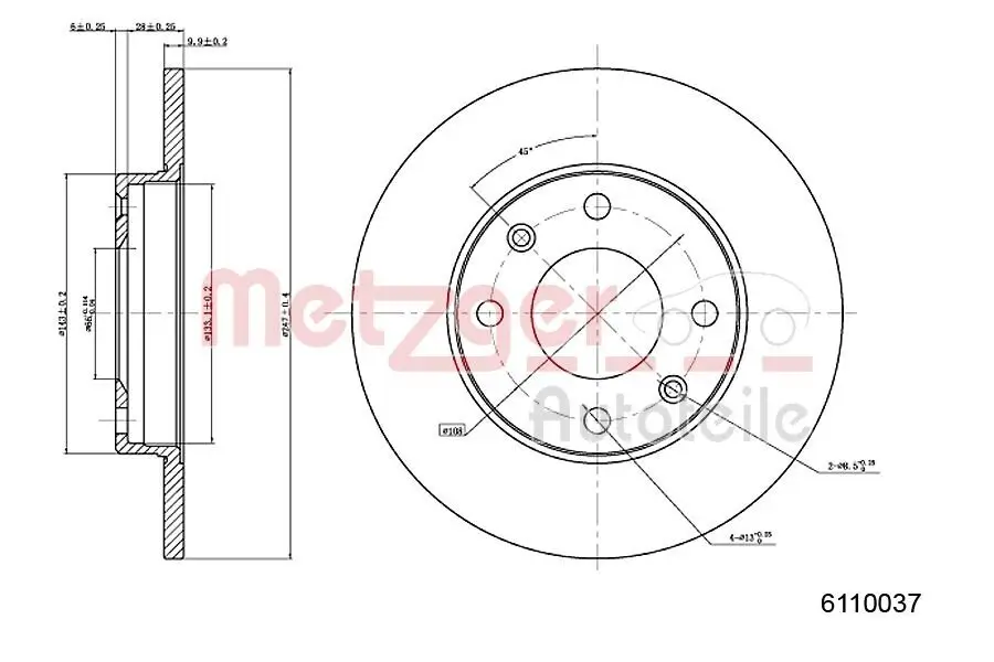 Bremsscheibe METZGER 6110037