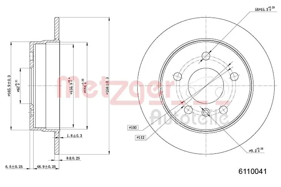 Bremsscheibe METZGER 6110041