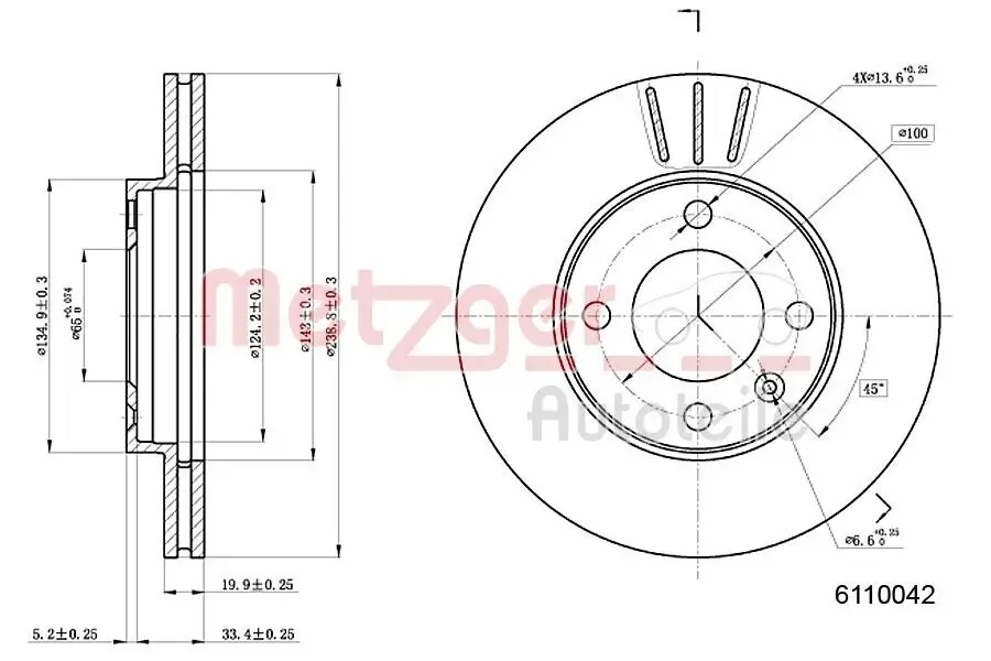 Bremsscheibe METZGER 6110042