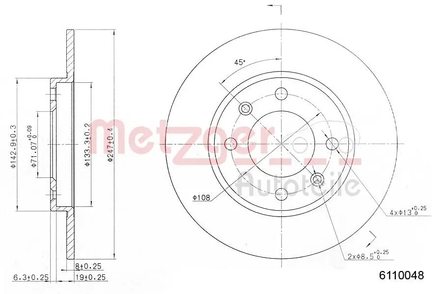 Bremsscheibe METZGER 6110048