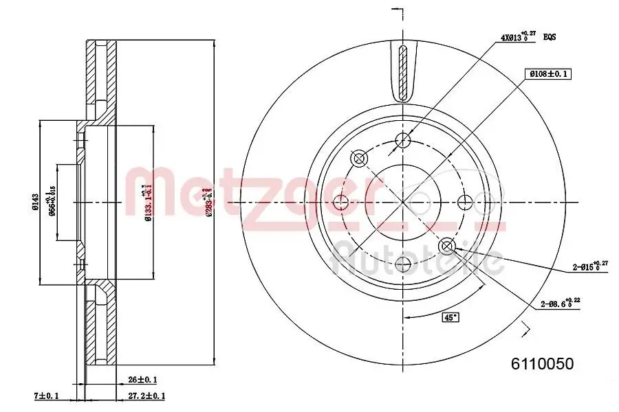 Bremsscheibe METZGER 6110050