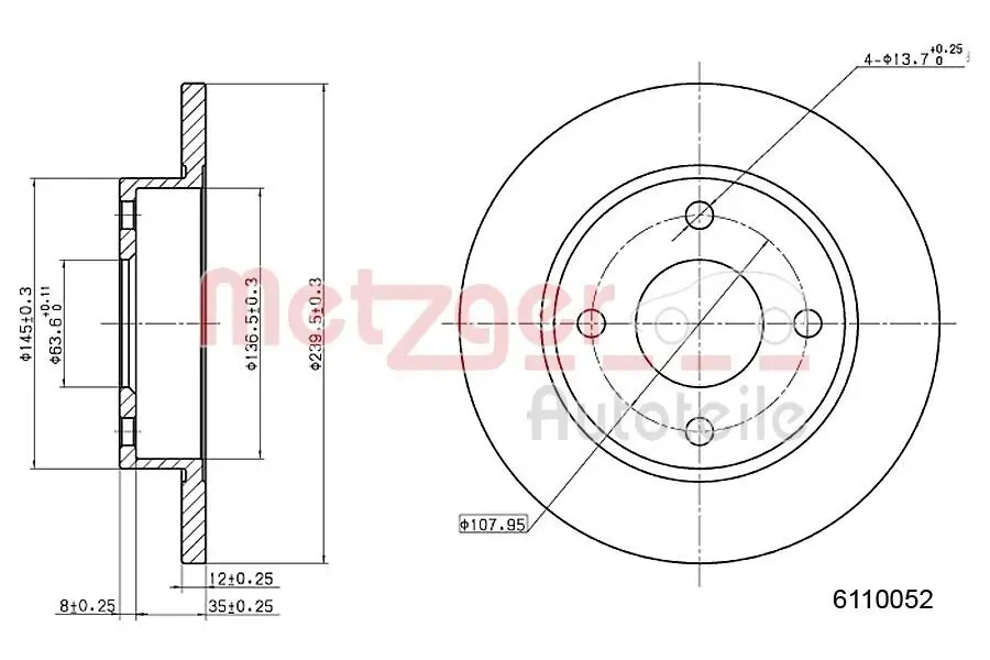 Bremsscheibe METZGER 6110052