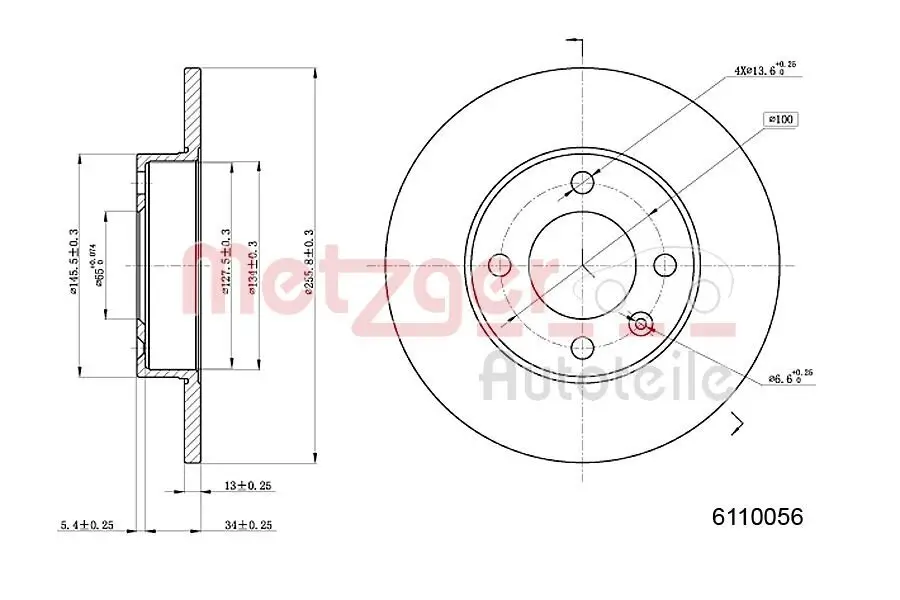 Bremsscheibe METZGER 6110056