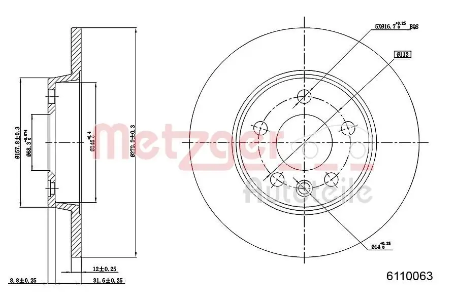 Bremsscheibe METZGER 6110063