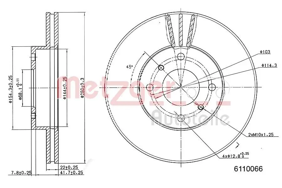 Bremsscheibe METZGER 6110066