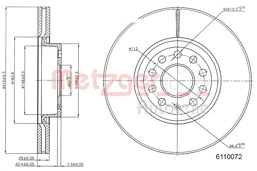 Bremsscheibe METZGER 6110072