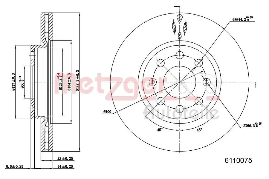 Bremsscheibe METZGER 6110075