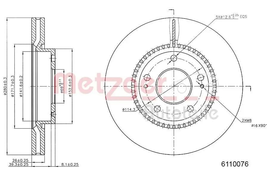 Bremsscheibe METZGER 6110076