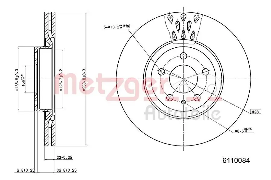 Bremsscheibe METZGER 6110084