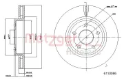 Bremsscheibe Vorderachse links Vorderachse rechts METZGER AUTOTEILE 6110086
