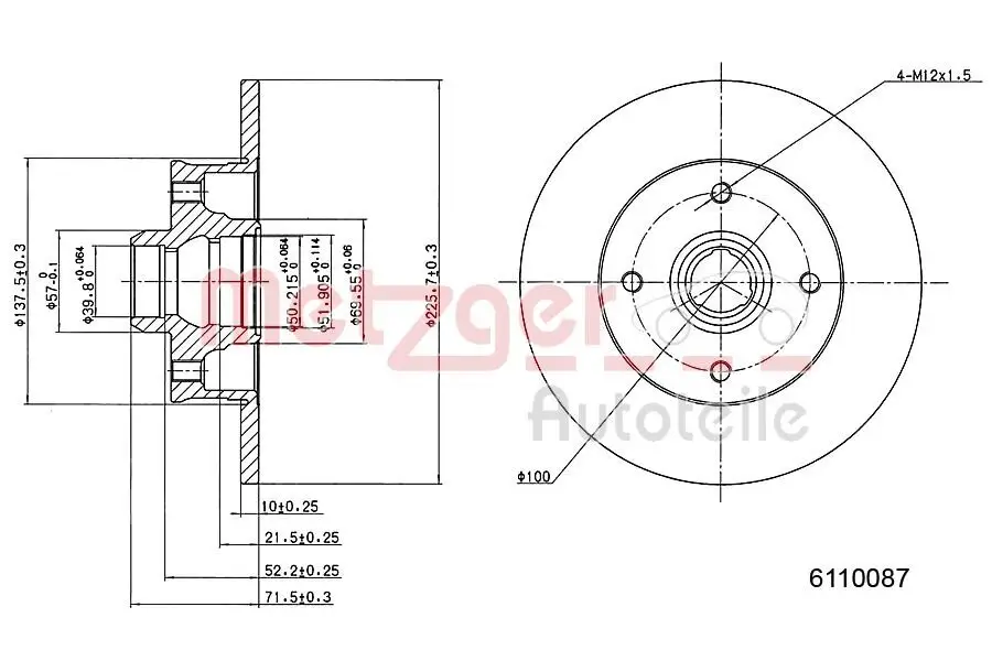 Bremsscheibe METZGER 6110087