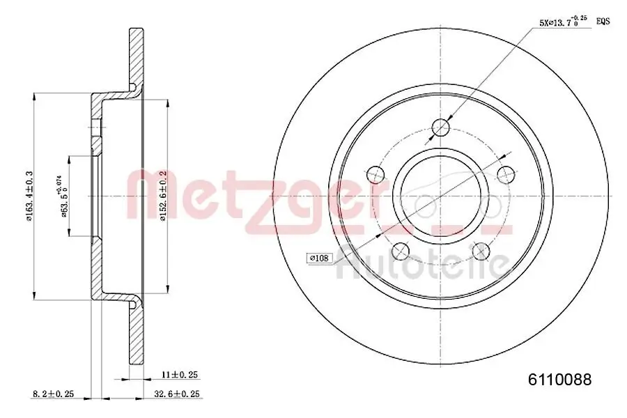 Bremsscheibe METZGER 6110088