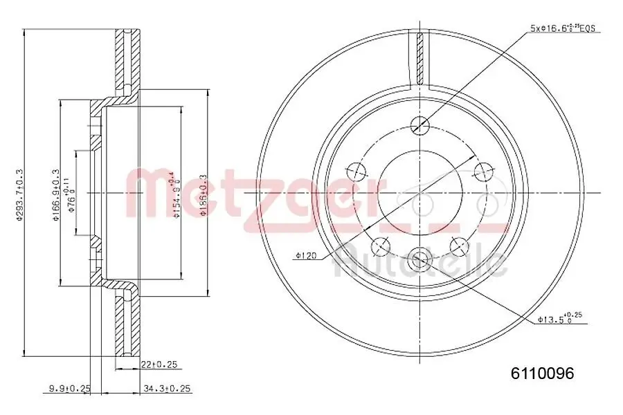 Bremsscheibe METZGER 6110096