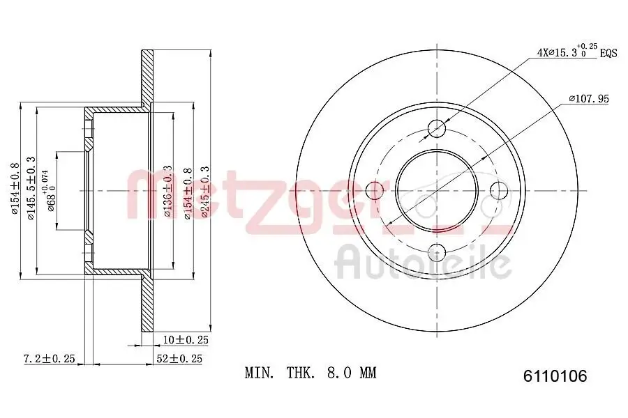 Bremsscheibe METZGER 6110106