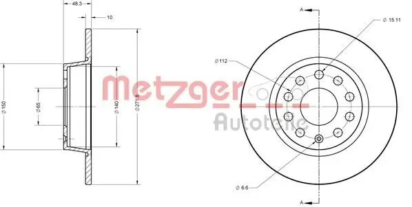 Bremsscheibe METZGER 6110108