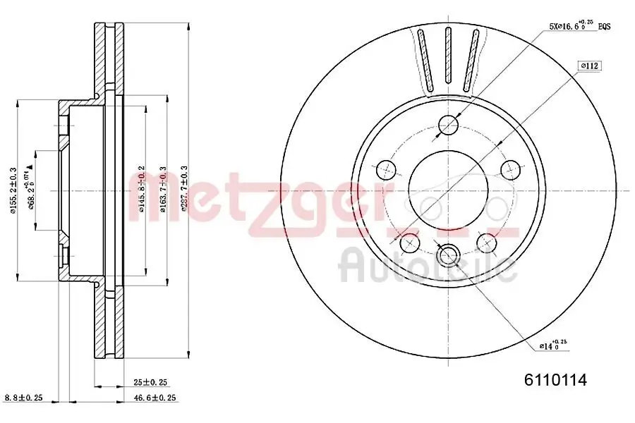 Bremsscheibe METZGER 6110114