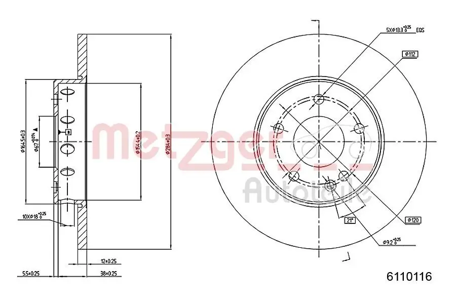 Bremsscheibe METZGER 6110116