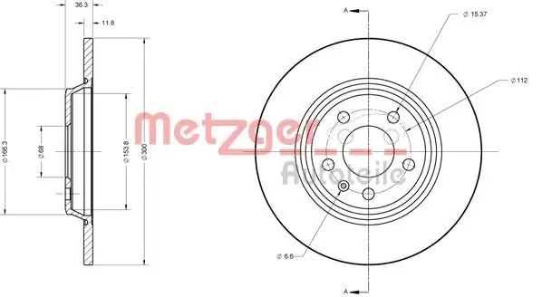 Bremsscheibe METZGER 6110125