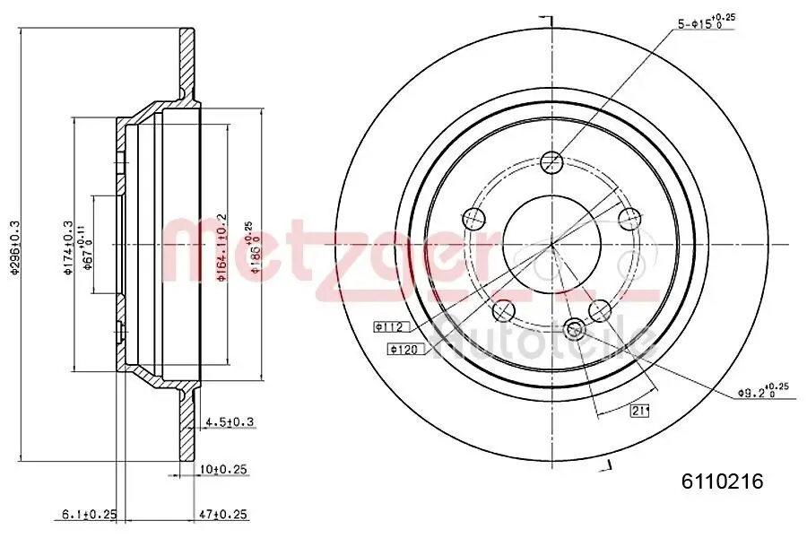 Bremsscheibe METZGER 6110126