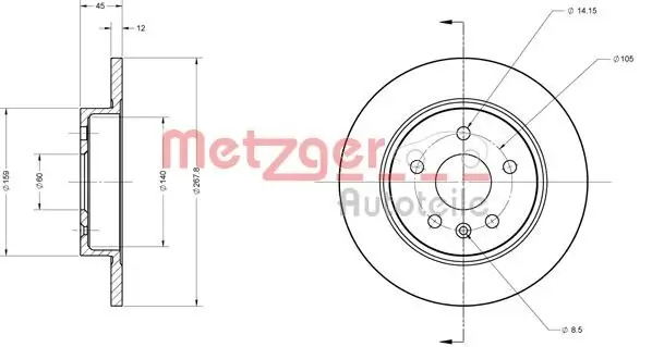 Bremsscheibe Hinterachse METZGER 6110130