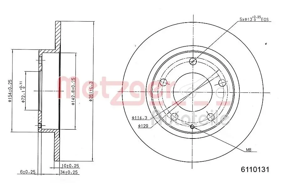 Bremsscheibe METZGER 6110131