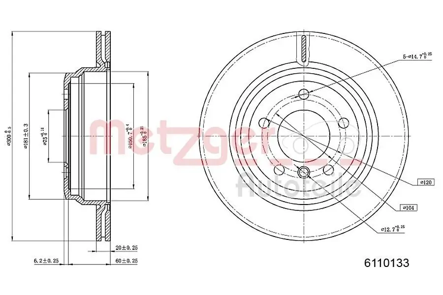 Bremsscheibe METZGER 6110133