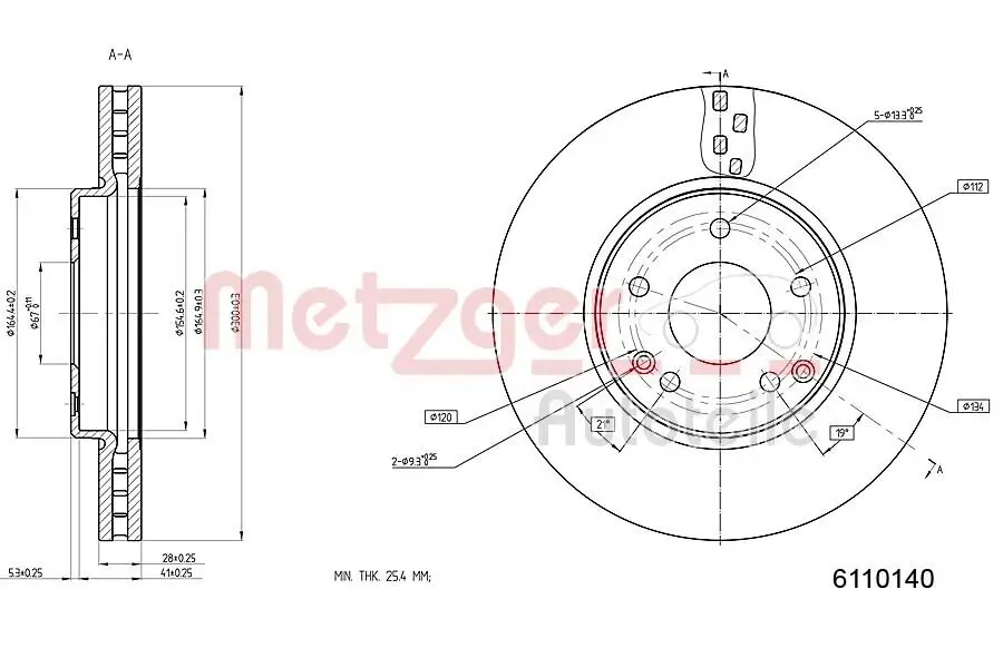 Bremsscheibe METZGER 6110140