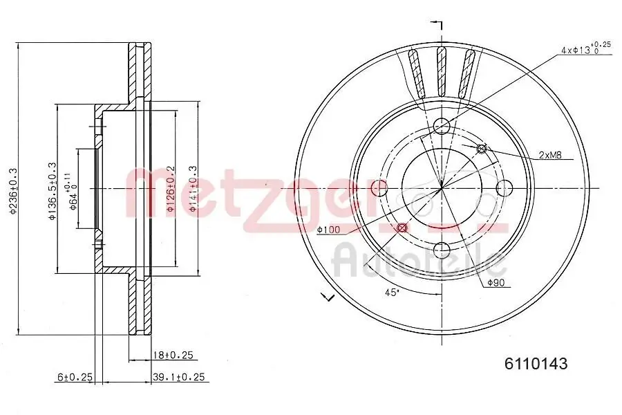 Bremsscheibe METZGER 6110143