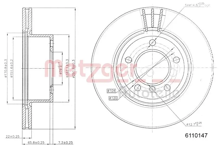 Bremsscheibe METZGER 6110147