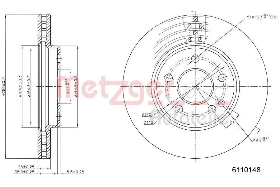 Bremsscheibe METZGER 6110148