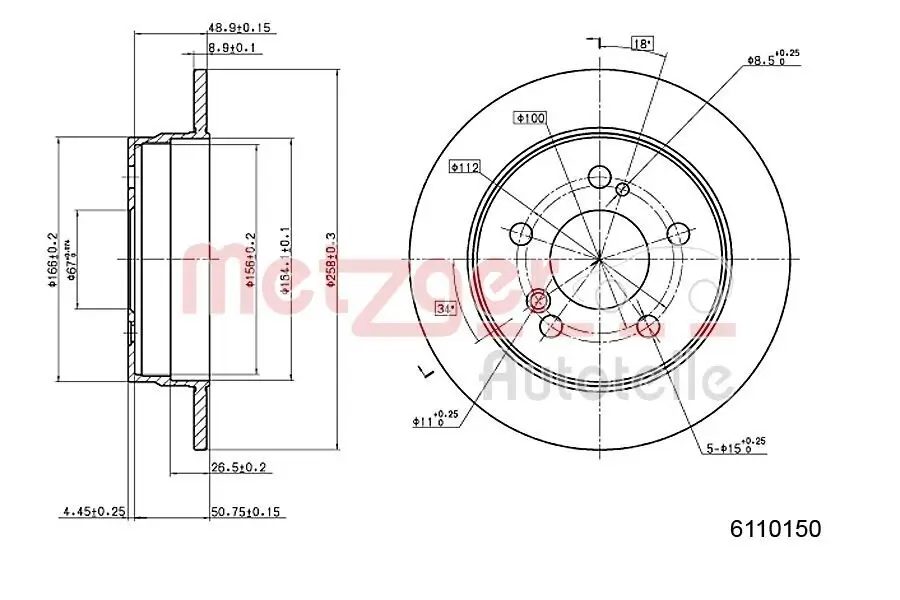 Bremsscheibe METZGER 6110150