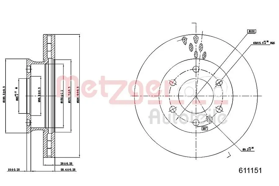 Bremsscheibe METZGER 6110151