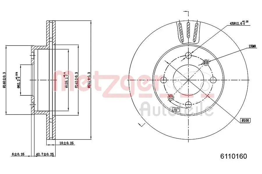 Bremsscheibe METZGER 6110160