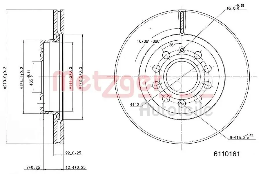 Bremsscheibe METZGER 6110161