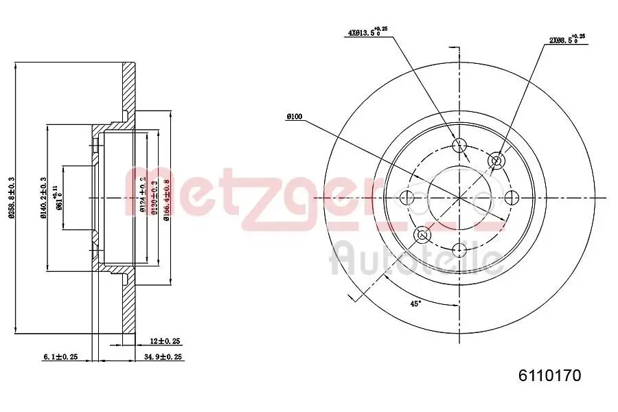 Bremsscheibe METZGER 6110170