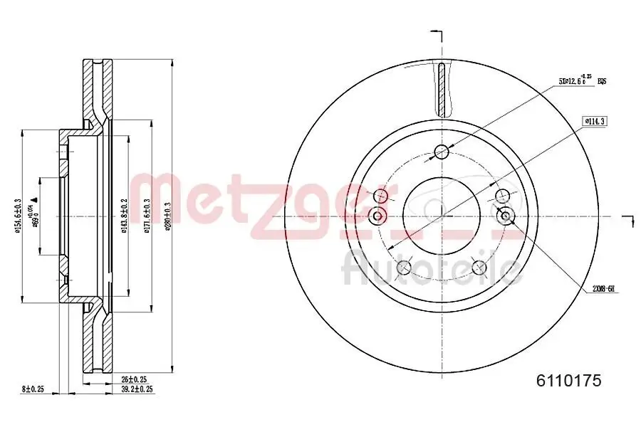 Bremsscheibe METZGER 6110175