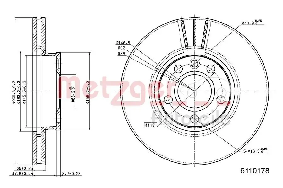 Bremsscheibe METZGER 6110178