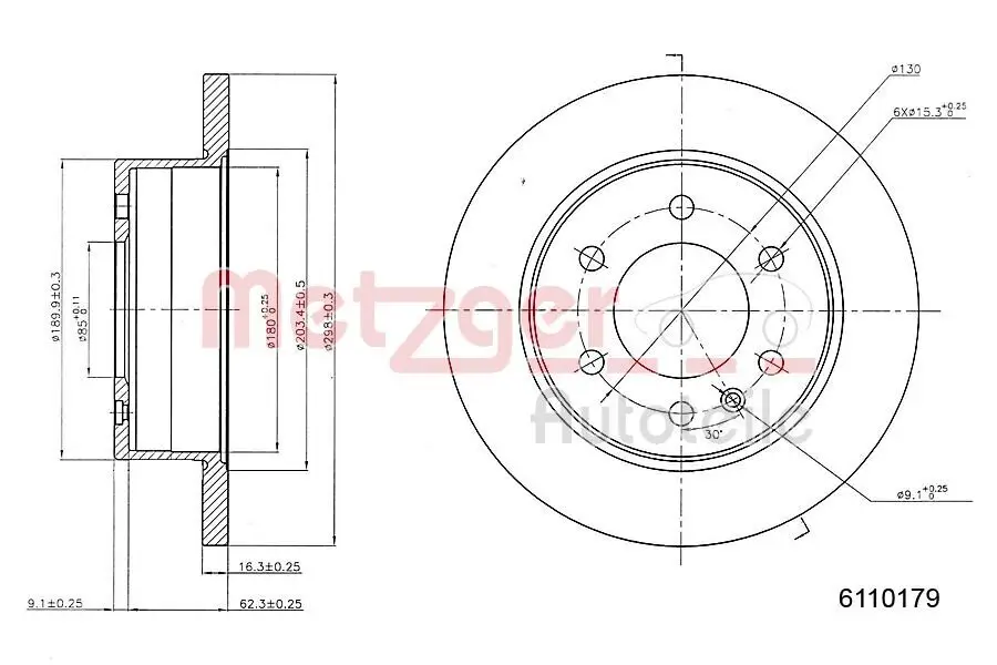 Bremsscheibe METZGER 6110179