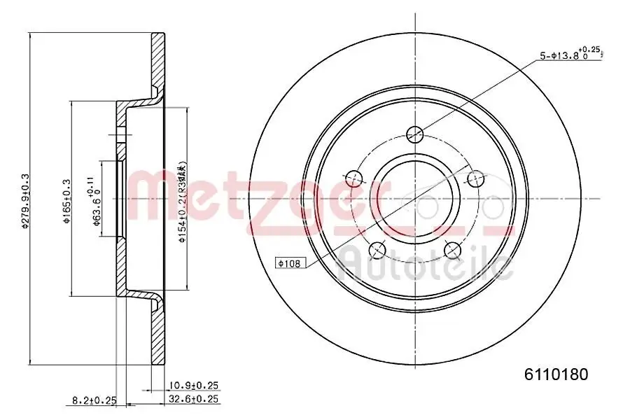 Bremsscheibe METZGER 6110180