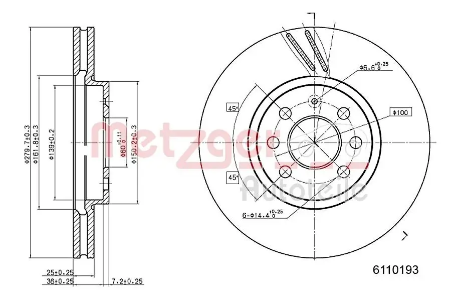 Bremsscheibe METZGER 6110193