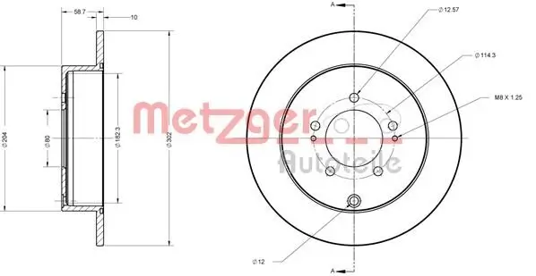 Bremsscheibe Hinterachse METZGER 6110197