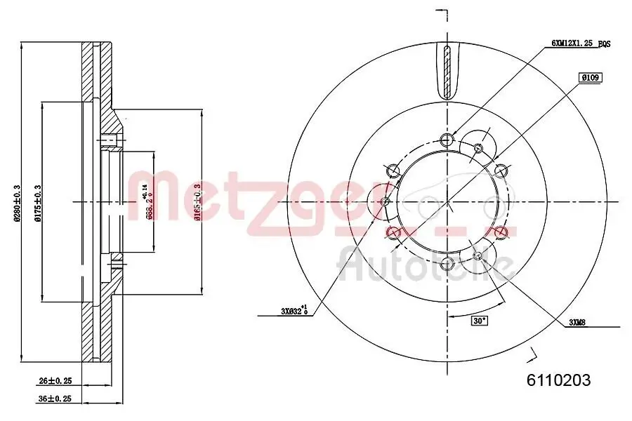 Bremsscheibe METZGER 6110203