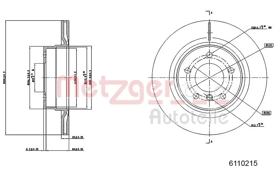 Bremsscheibe METZGER 6110215