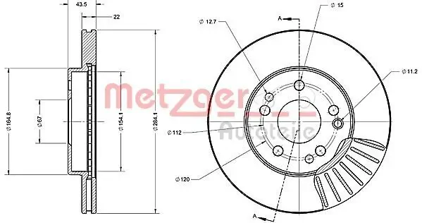 Bremsscheibe METZGER 6110223