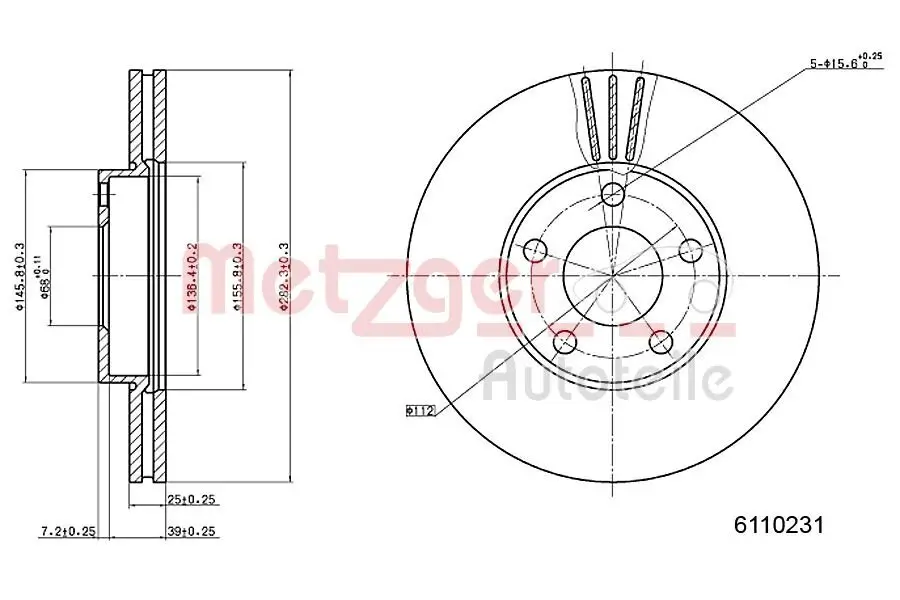 Bremsscheibe METZGER 6110231