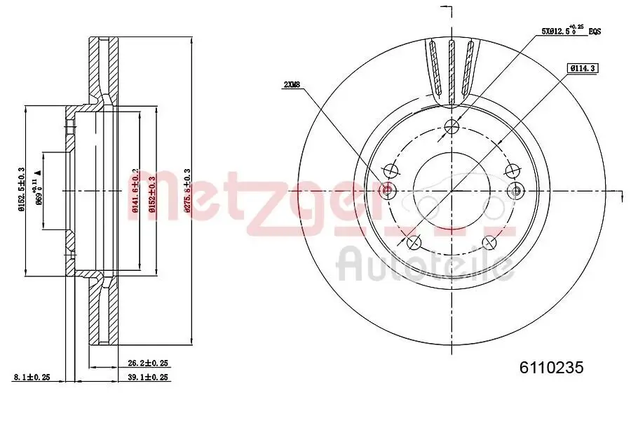 Bremsscheibe METZGER 6110235